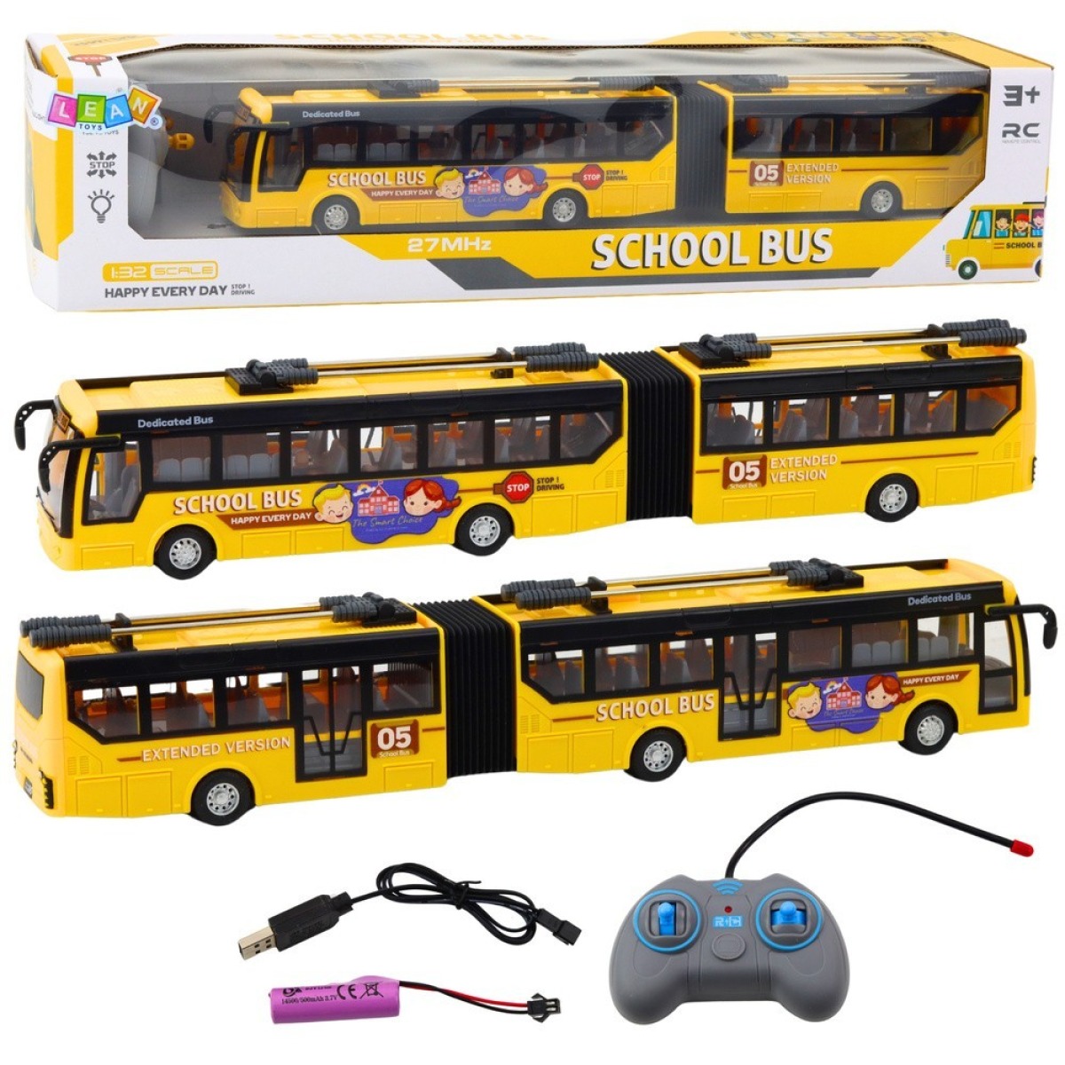 Dzeltens skolas posmtrolejbuss ar tālvadību, 1:32