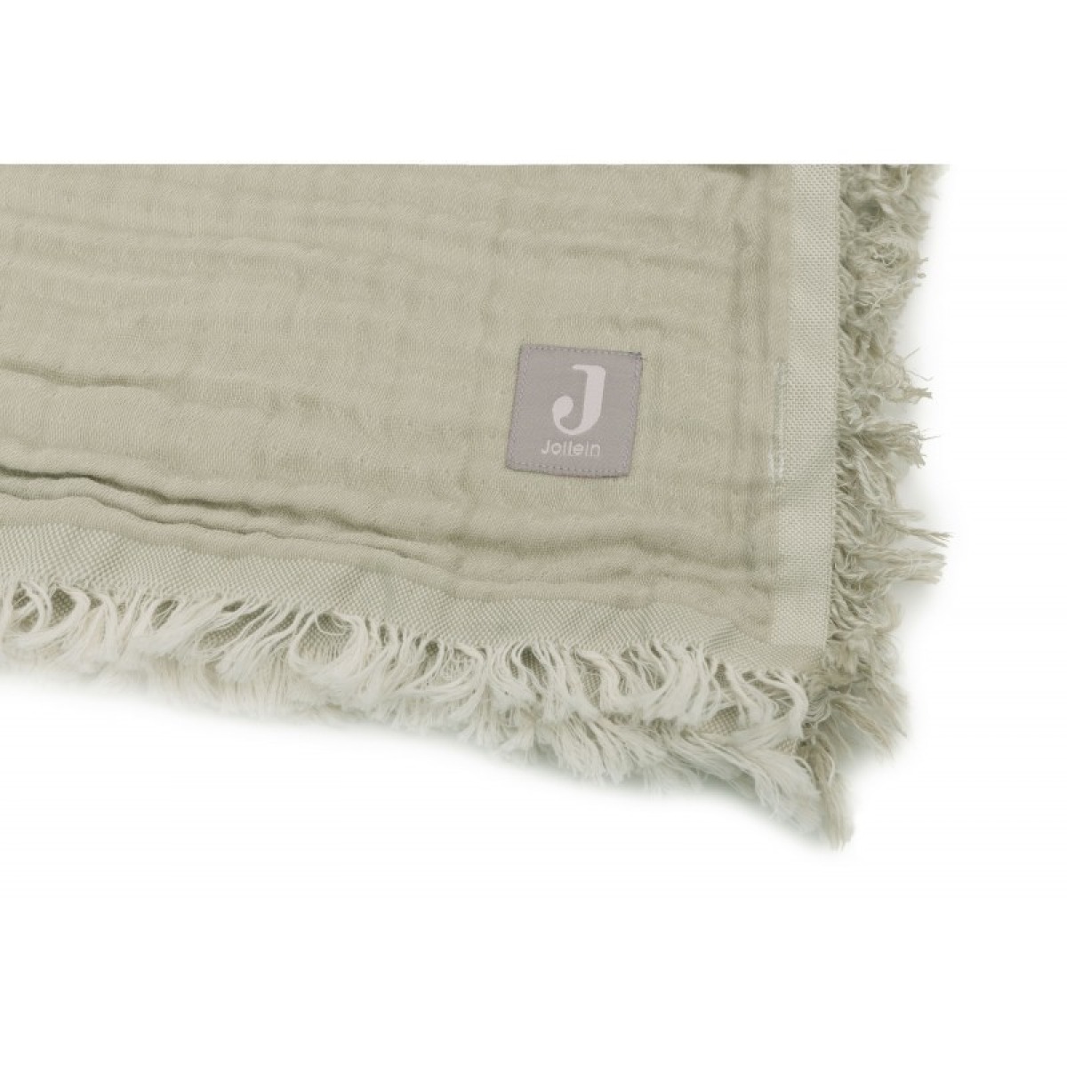 Mazulistekk 75x100cm Fringe Olive Green/Ivory GOTS