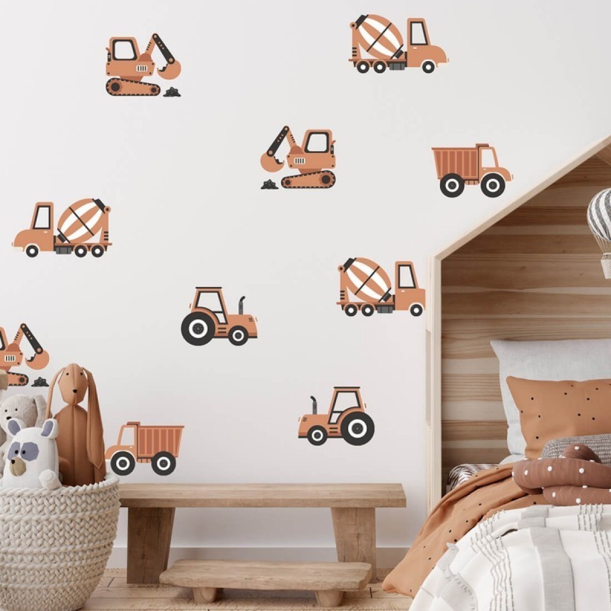 Seinakleebis ehitussõidukitega boho