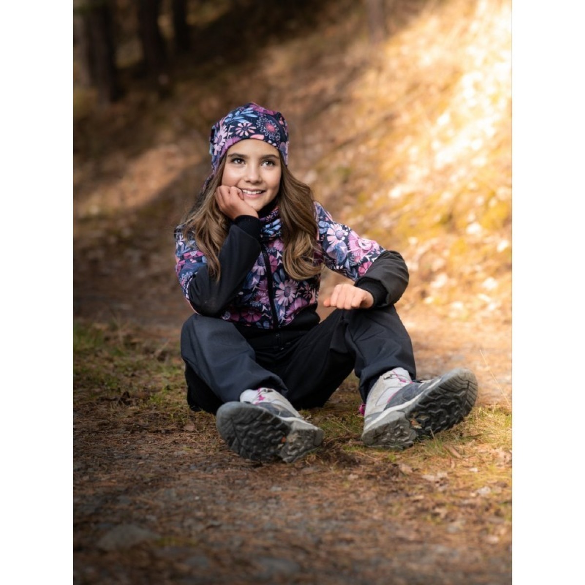 Fliisvoodrā Softshell bikses Basic, melnas/magic flowers