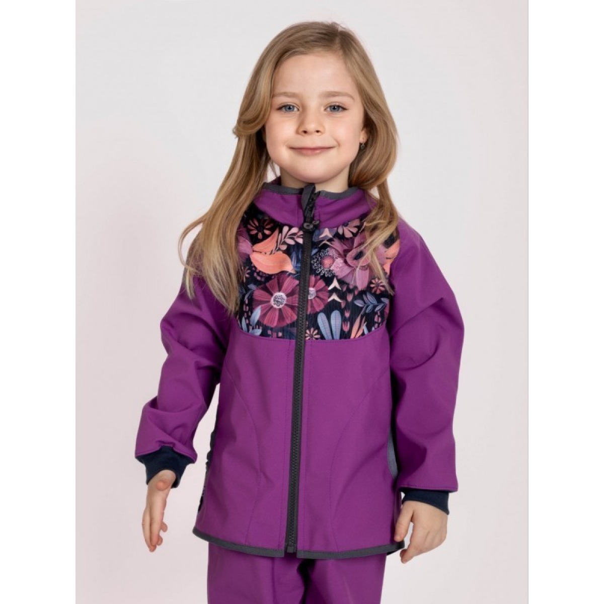 Bērnu bezoderes softshell jaka Basic, violeta/magic f