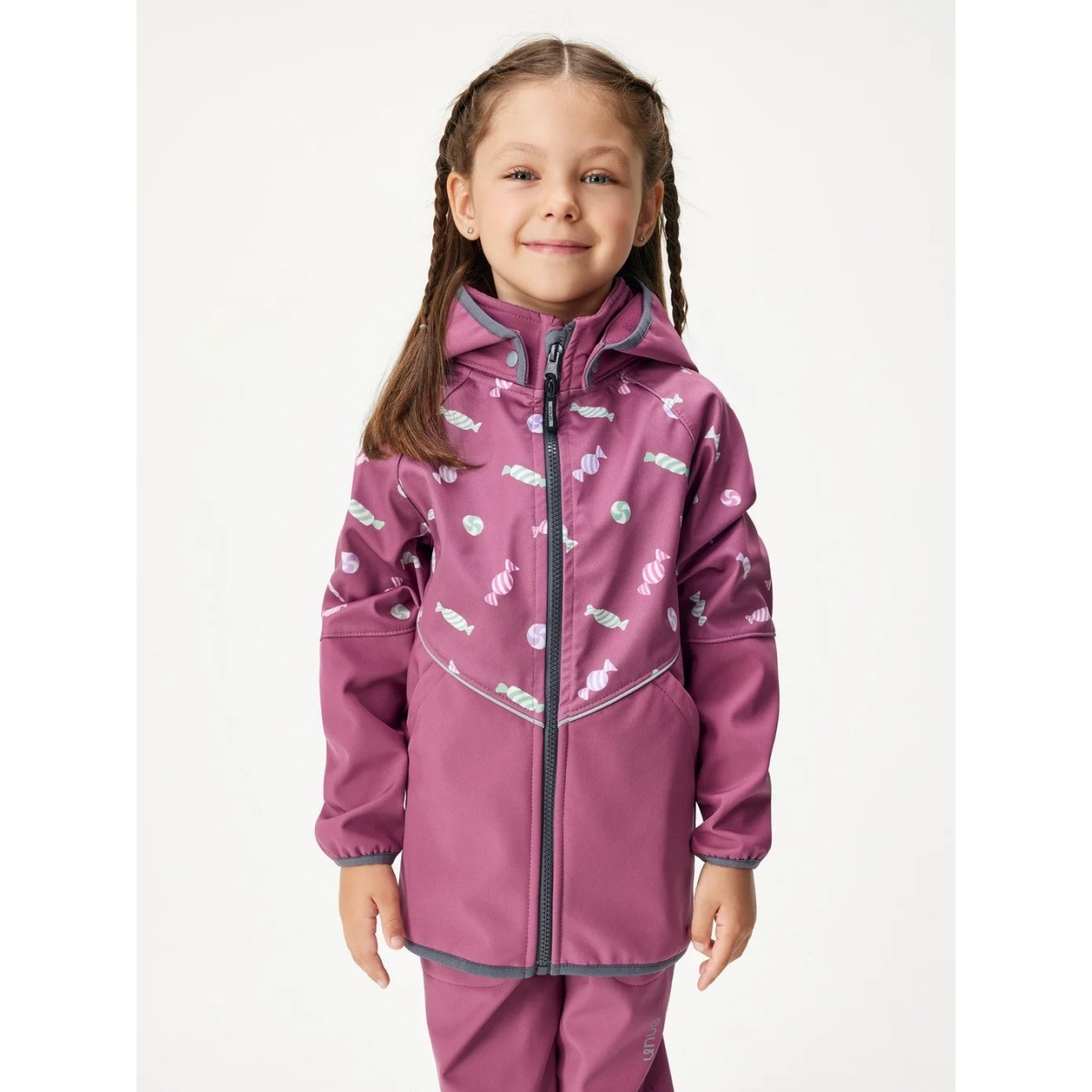 Bērnu softshell jope fliisvoodriga Slim, plum-bonbons