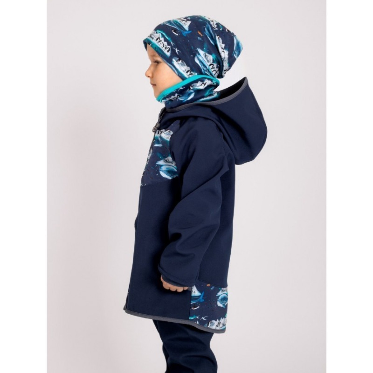 Bērnu softshell jaka Basic ar flīsa oderi, tumši zila/rozā