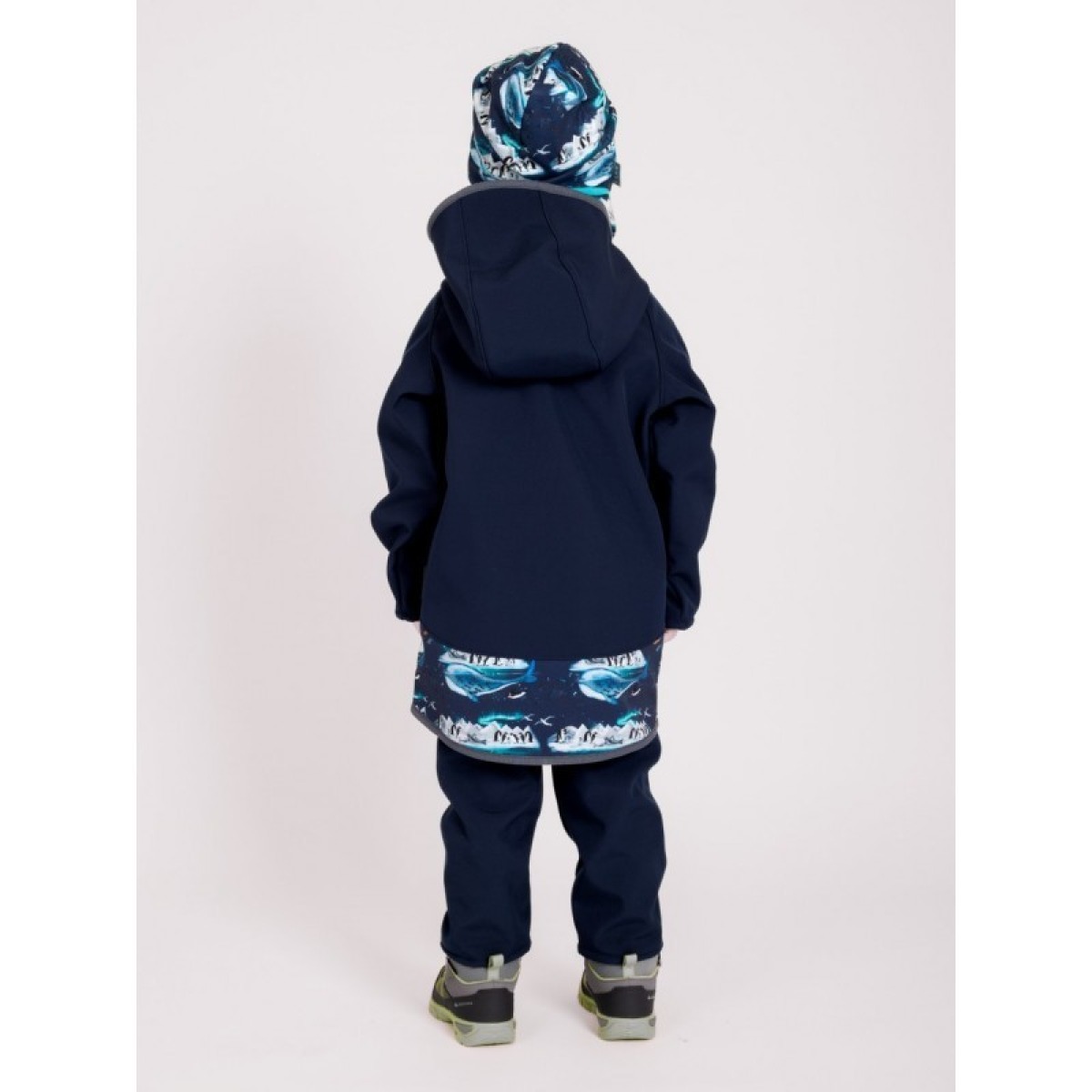 Bērnu softshell jope fliisvoodriga Basic, tumesinine/pingvii