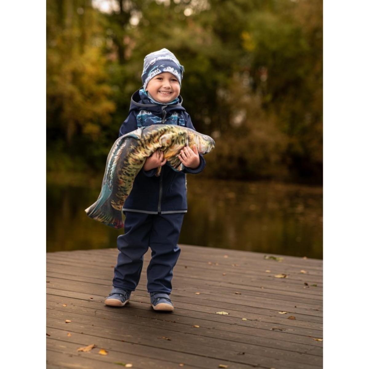 Bērnu softshell jope fliisvoodriga Basic, tumesinine/pingvii
