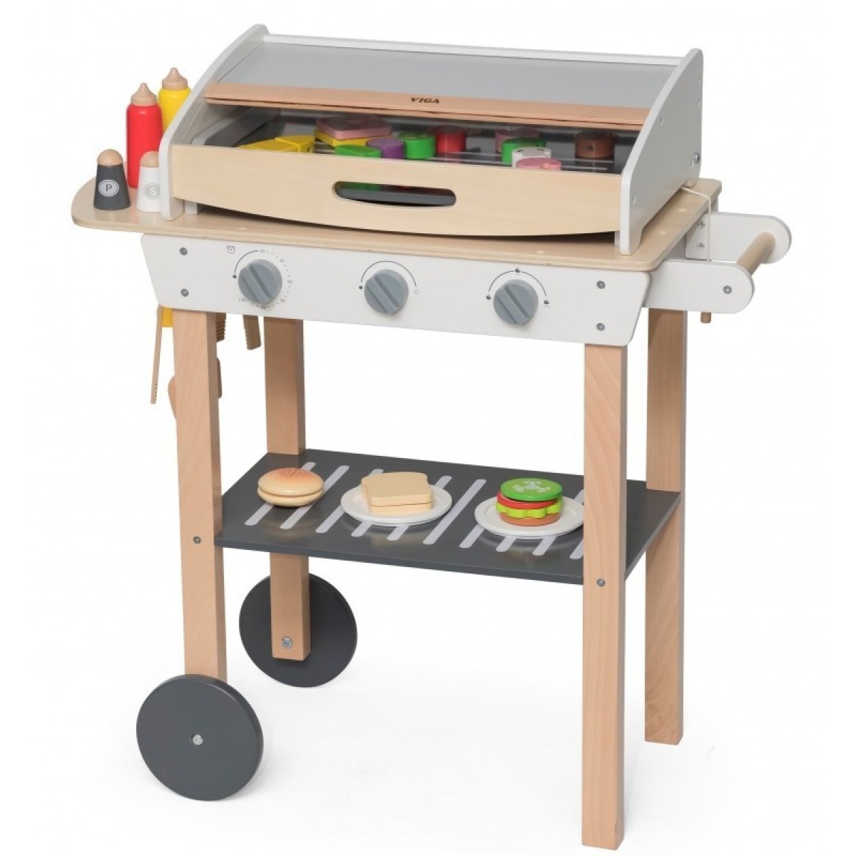 Bērnu koka mängu grill + 47 aksessuaari