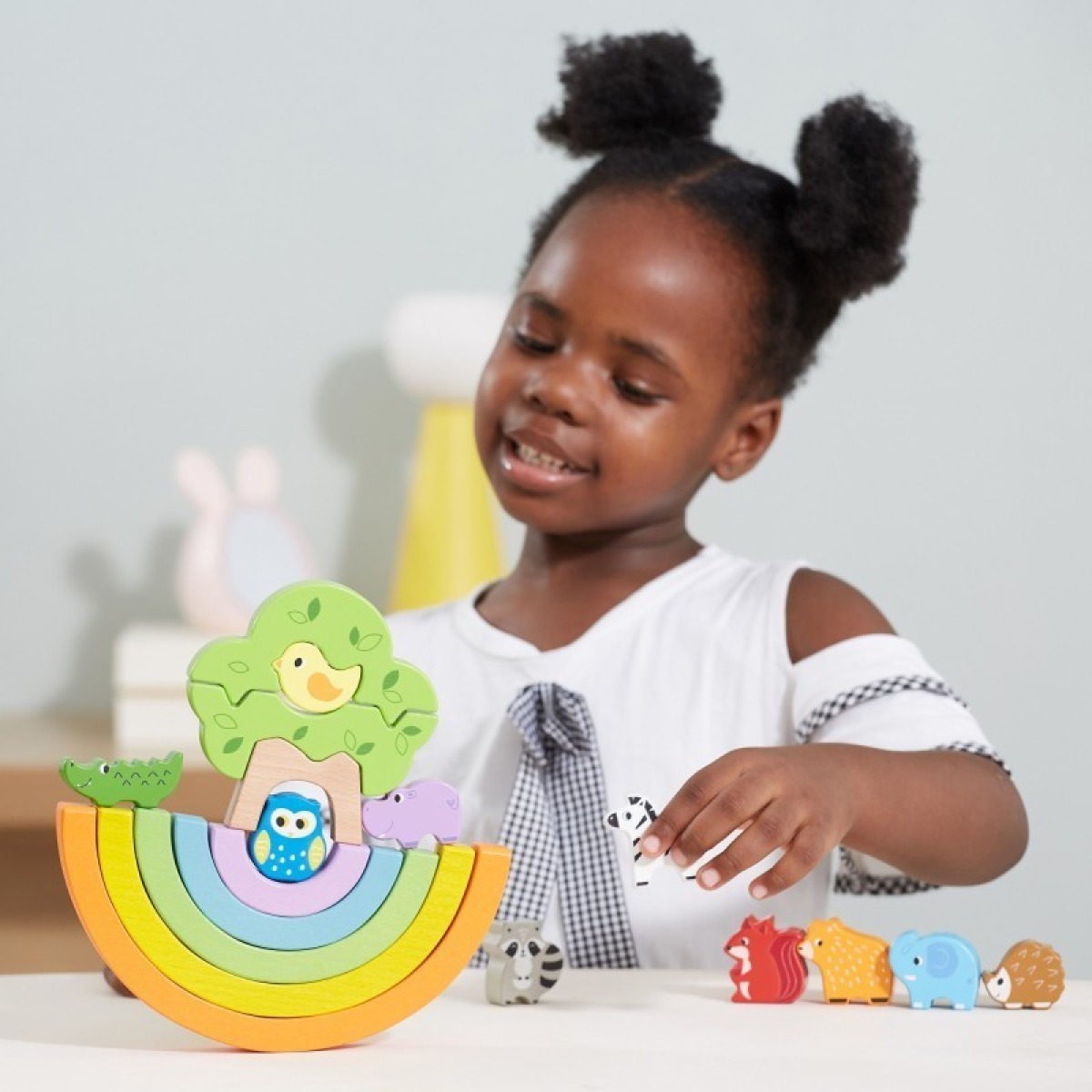 Koka vikerkaarekujulised pusleklotsid Creative Montessori