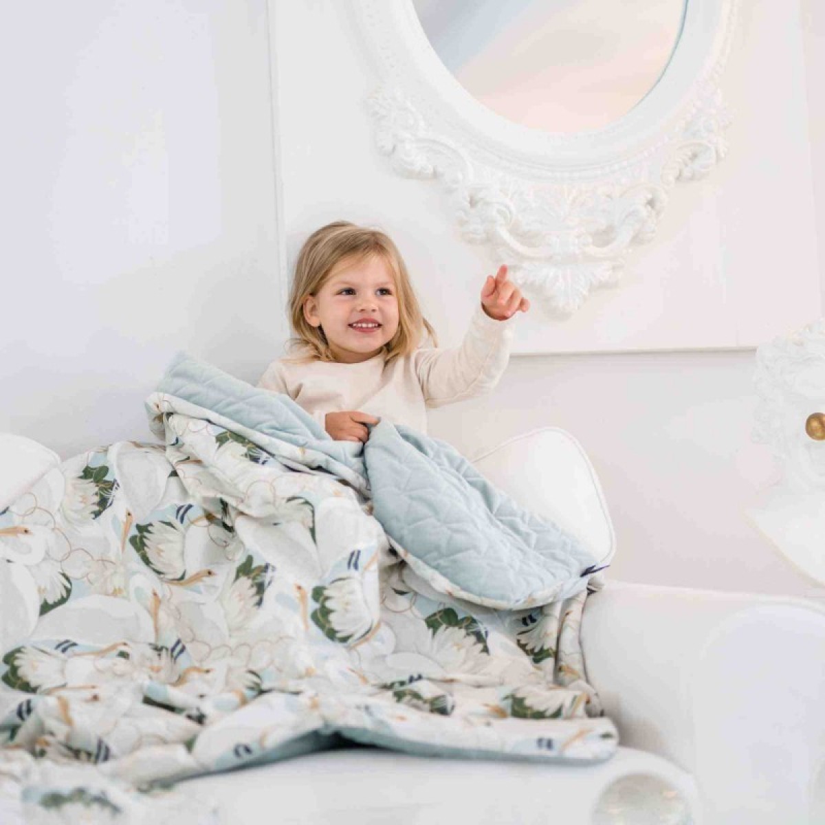 Tekk 110x140 cm, SLEEPY OWLS - LIGHT GREY