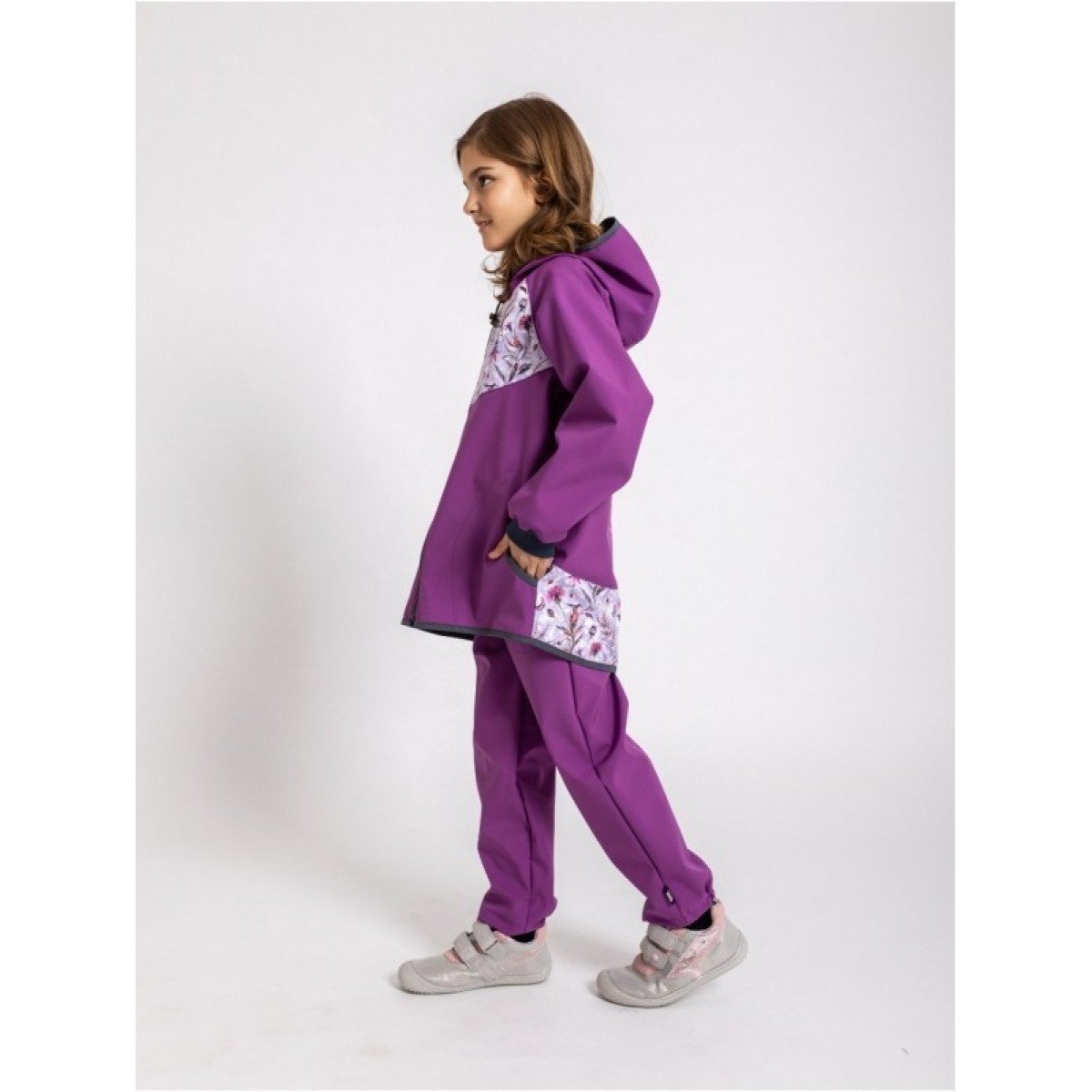 Bērnu softshell jope ilma voodrita 122/128, lilla/meadow