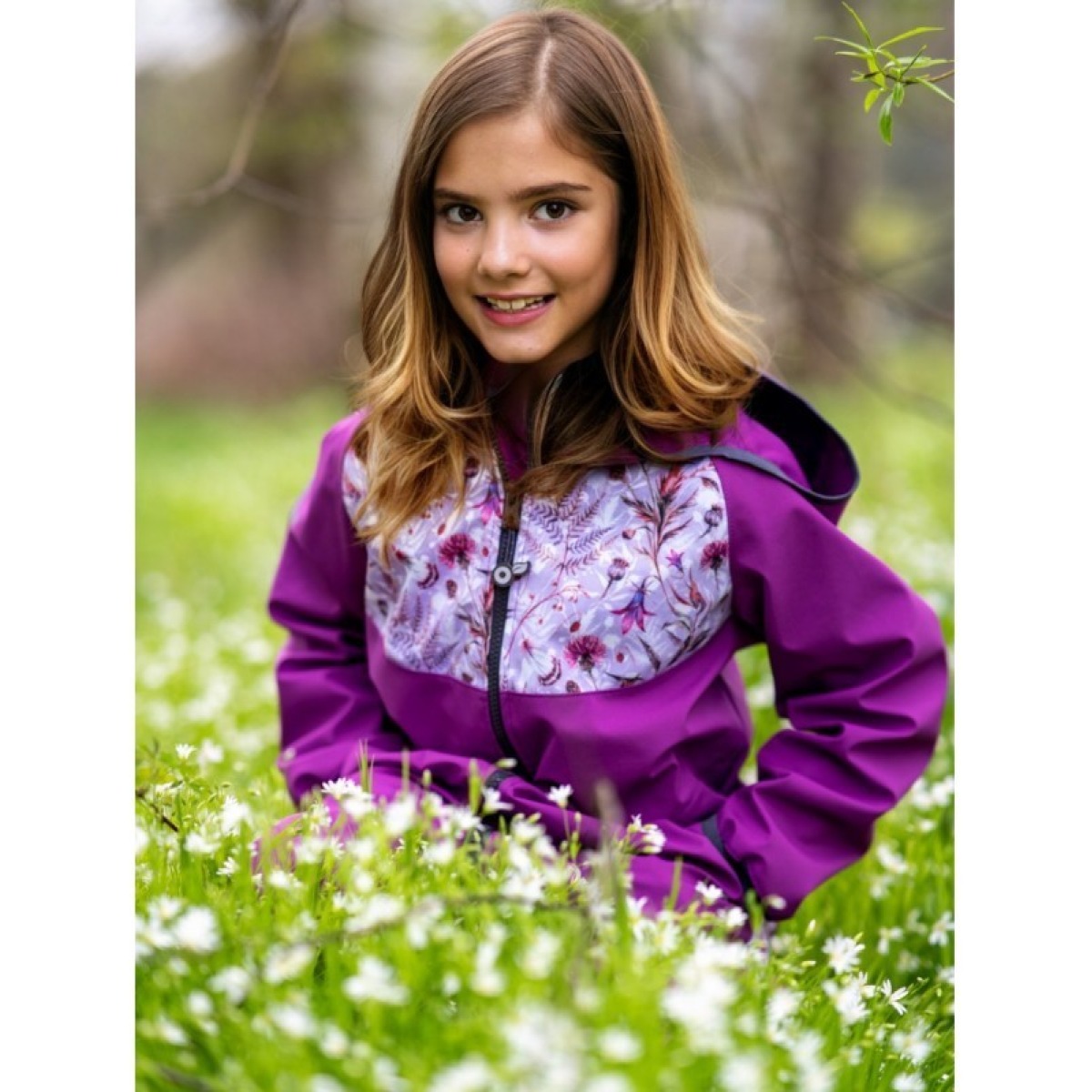Bērnu softshell jope ilma voodrita 122/128, lilla/meadow