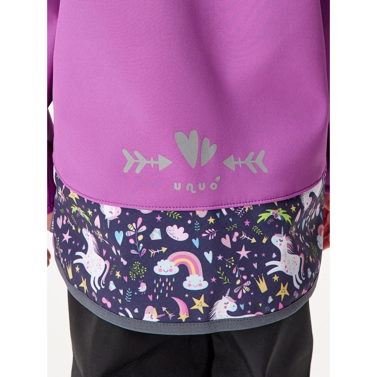 Bērnu softshell jope fliisvoodriga Basic, lilla/ükssarvikud