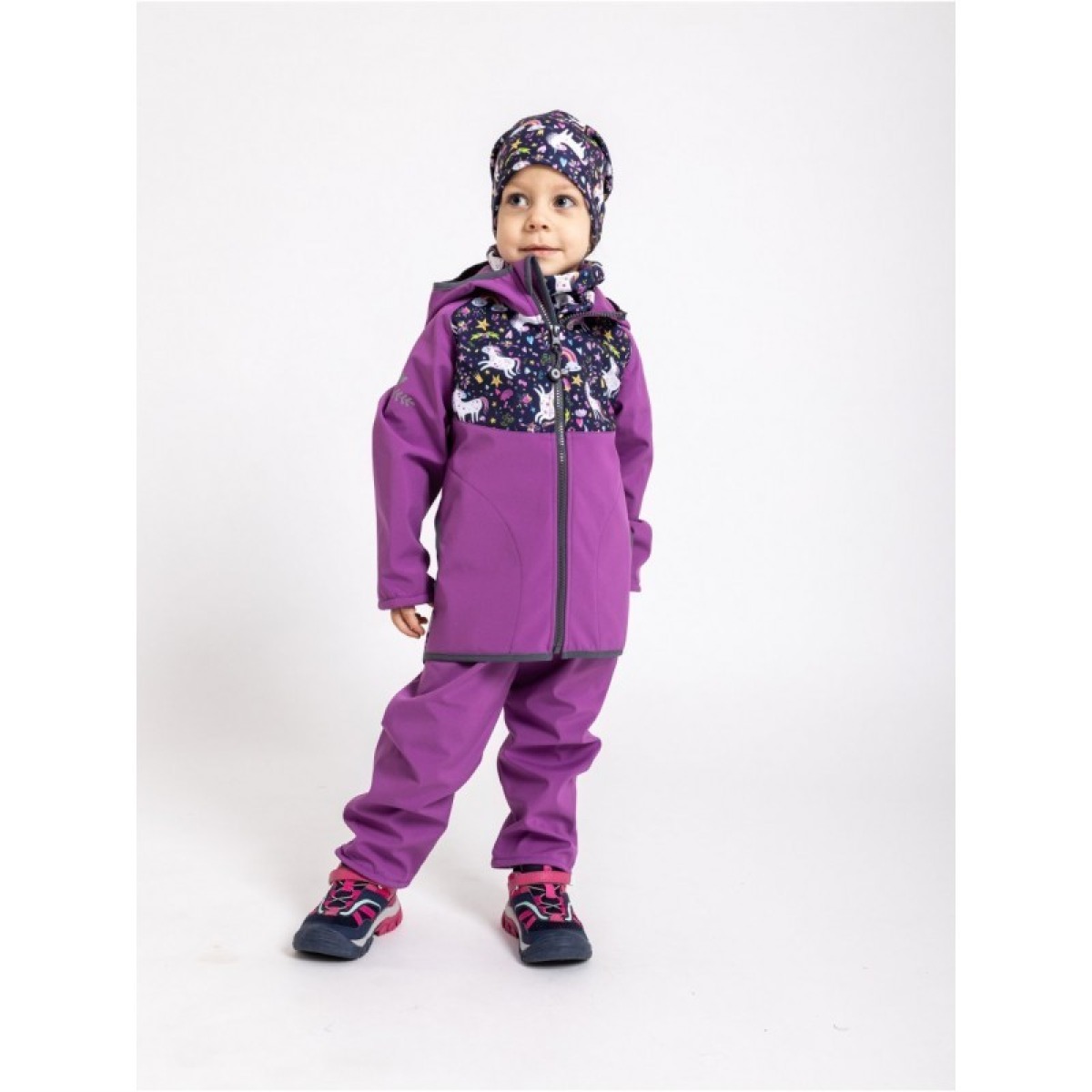 Ar flīsu oderētas softshell bikses Basic, mazas, bērniem, violetas