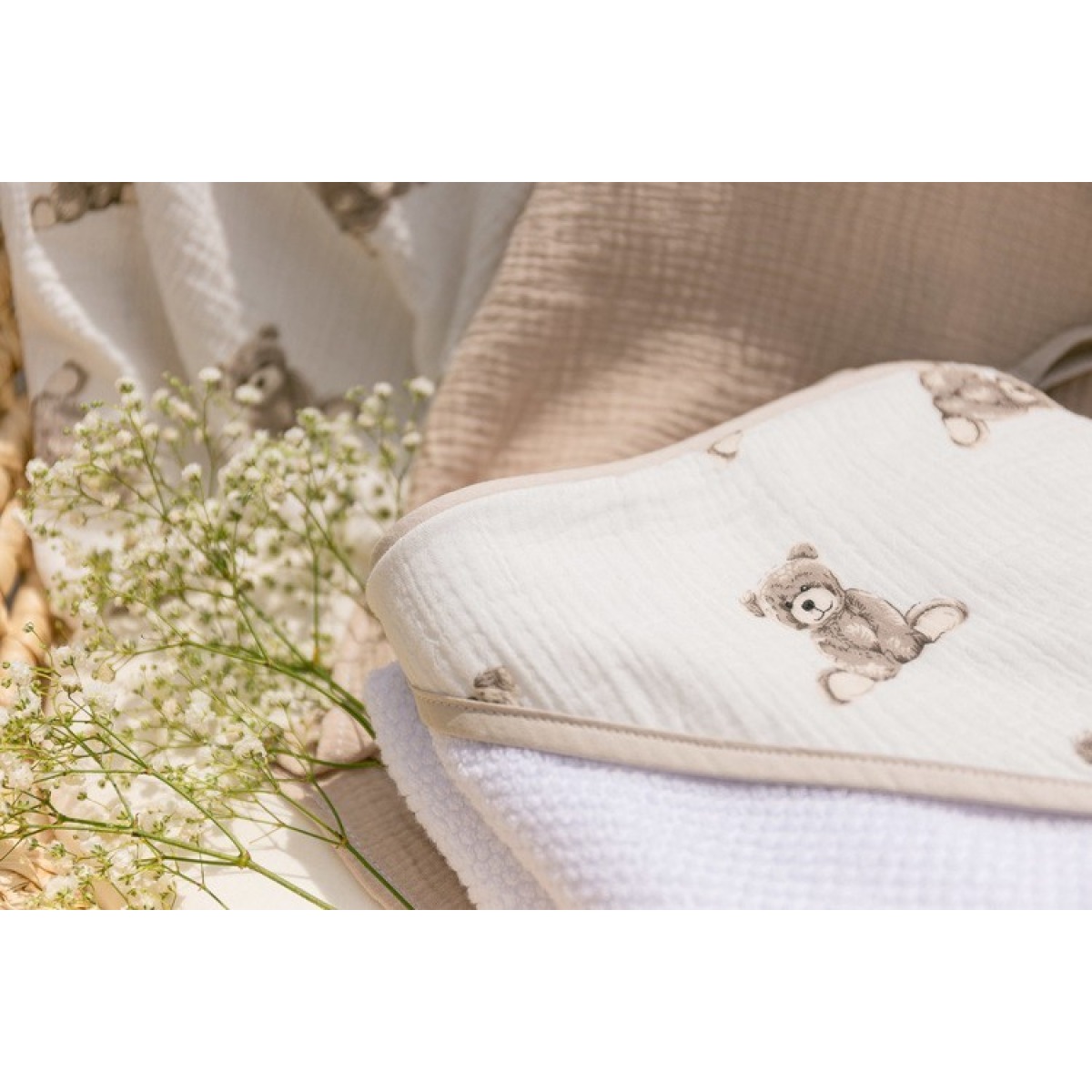 BEEBI FROTĒ VANNAS DVIELIS 100X100 TEDDY WHITE