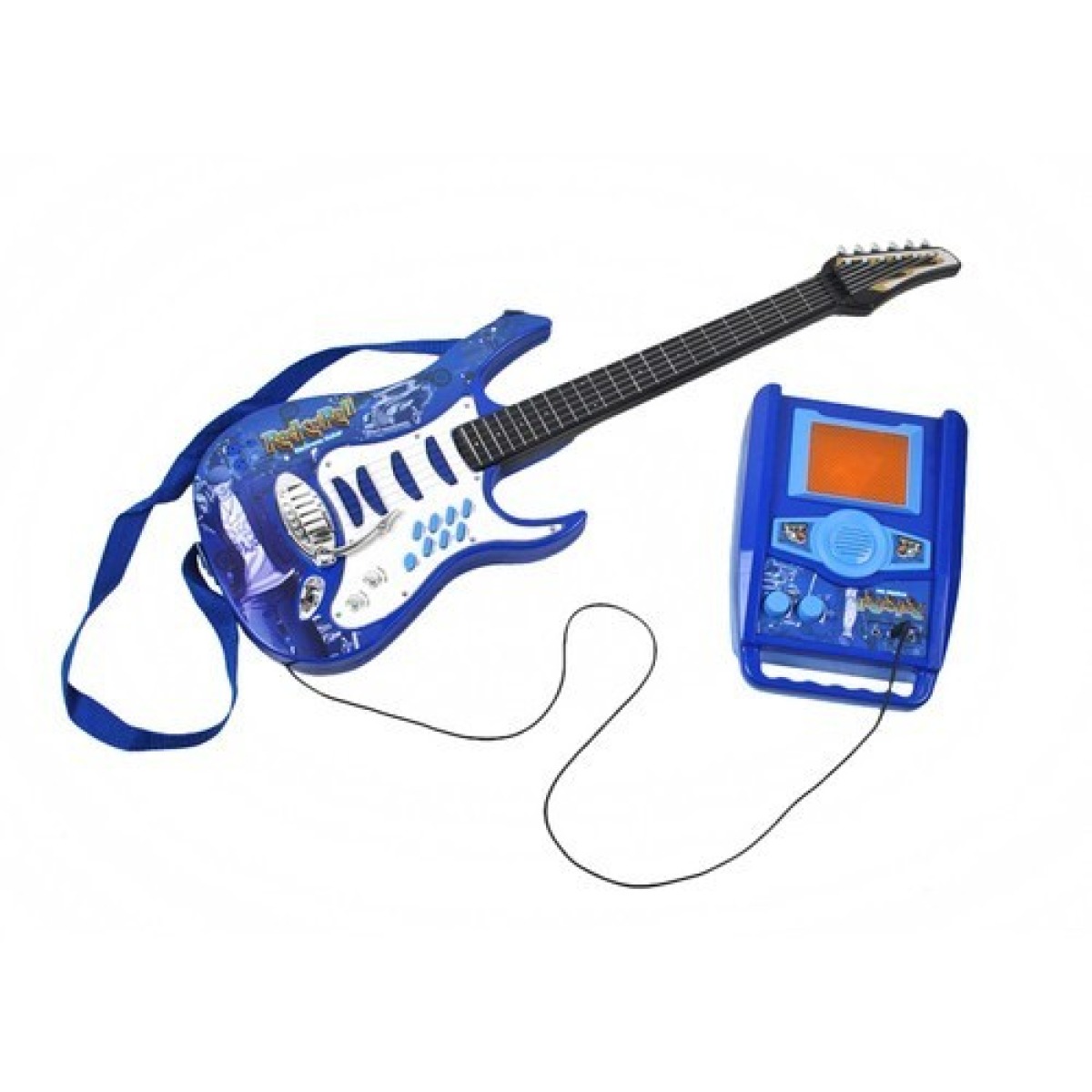 Elektrikitarr + mikrofon + võimendi sinine 