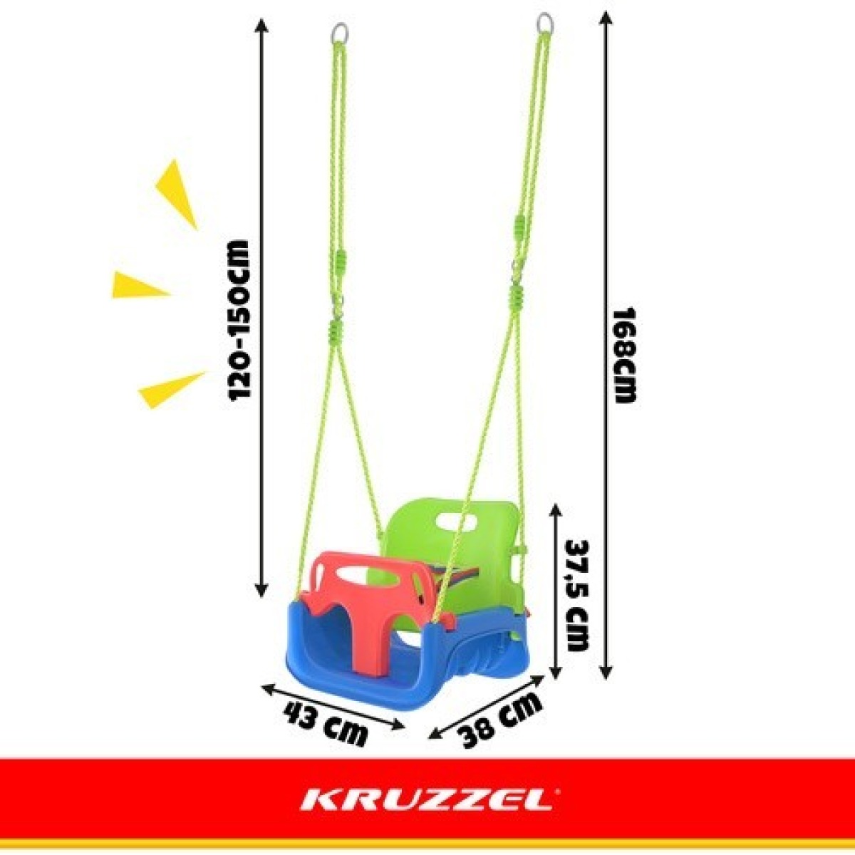 3-in-1 roheline ja sinine lastekiik