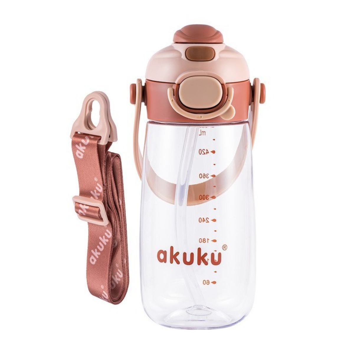 Skolas ūdens pudele ar salmiņu 480 ml, mokas krāsā