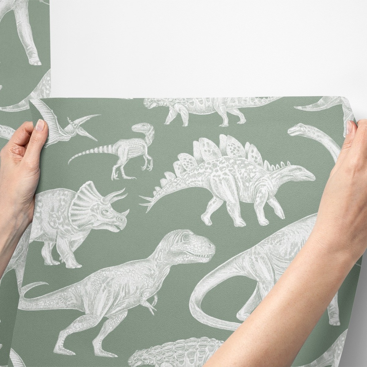 Pastelowe Love® bērnu tapetes Dino, Matcha Green