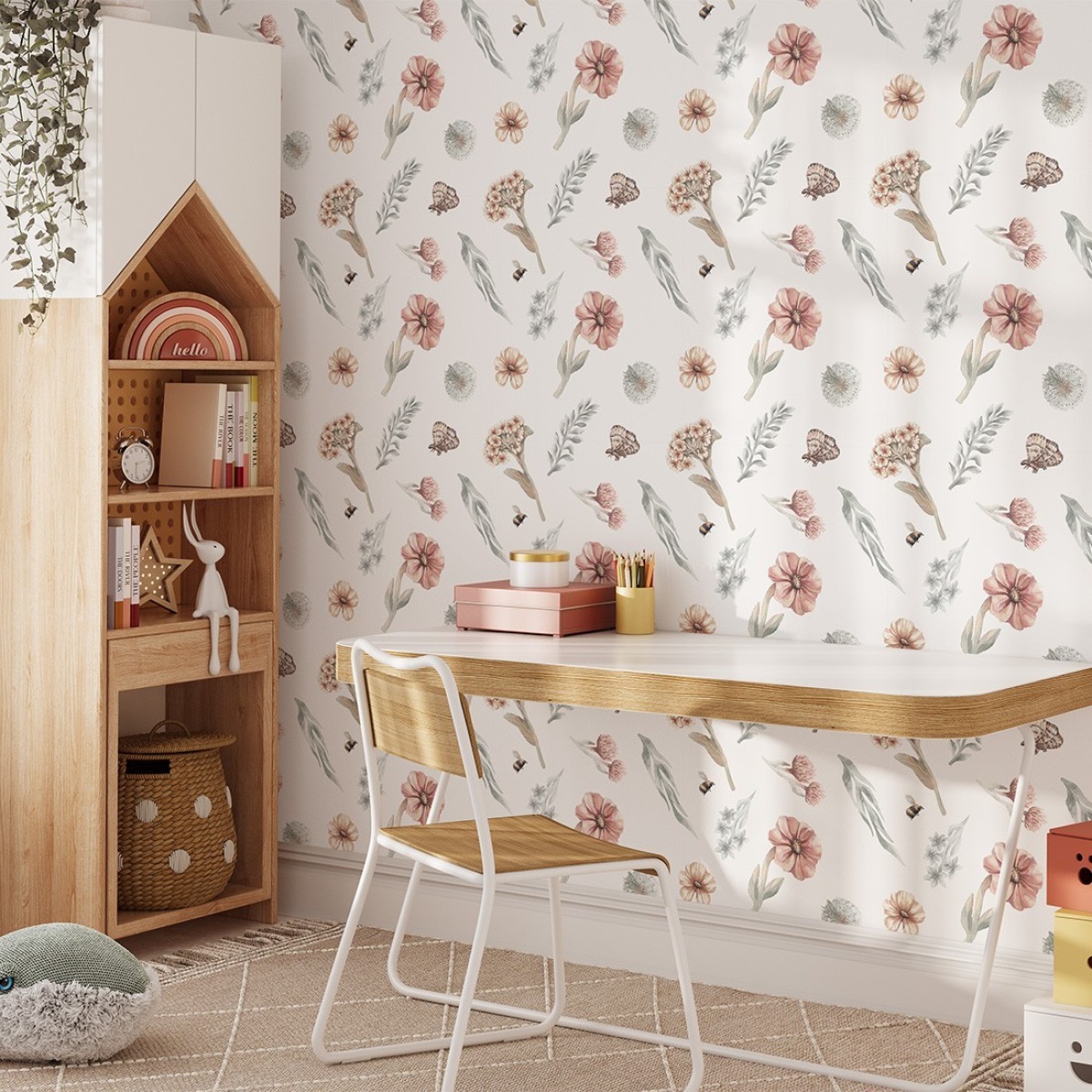 Pastelowe Love® bērnu tapetes ar pļavas ziediem