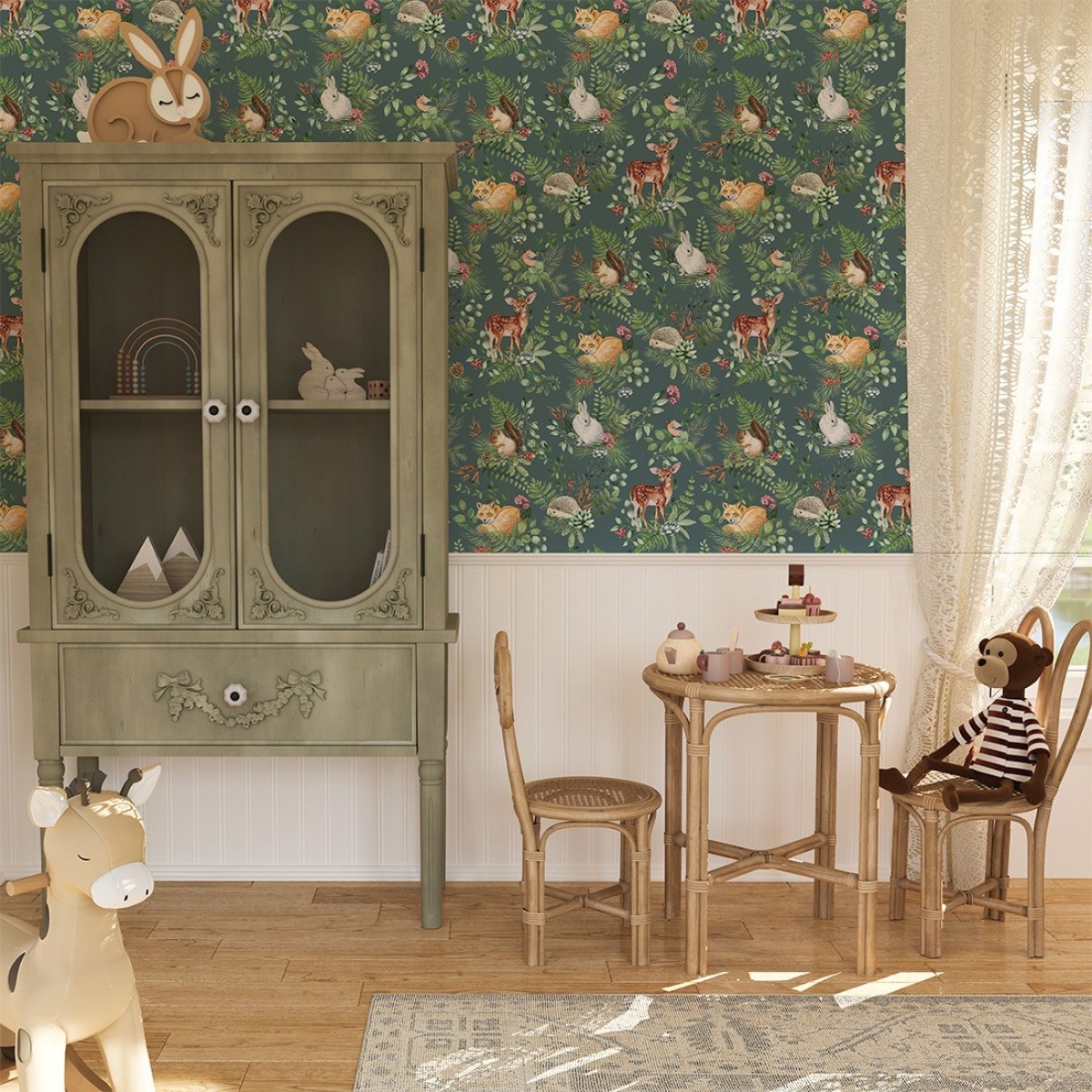 Pastelowe Love® bērnu tapetes Woodland, zaļas