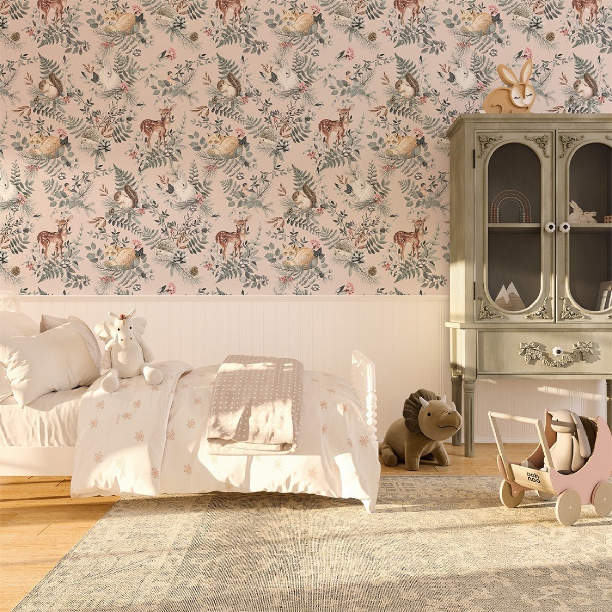 Pastelowe Love® bērnu tapetes “Woodland”, rozā