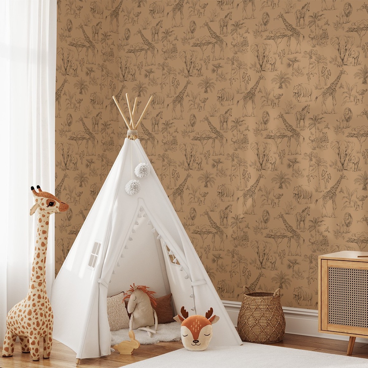 Pastelowe Love® bērnu tapetes “Safari”, tofejas tonī