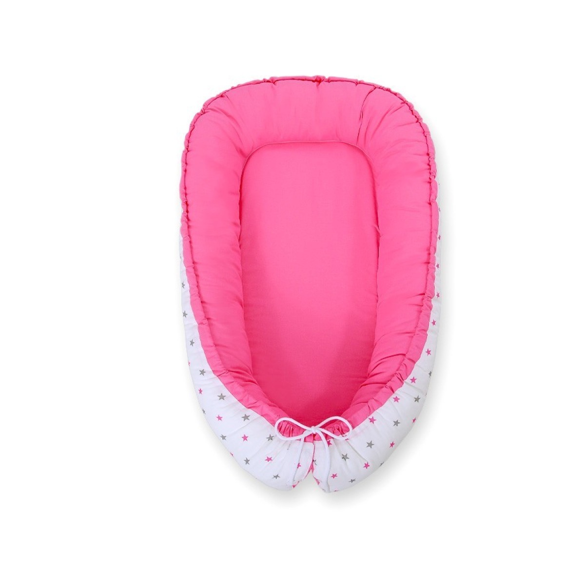 Bobono abpusēji lietojamais Premium mazuļa kokons — Stars Grey-Pink / Pink