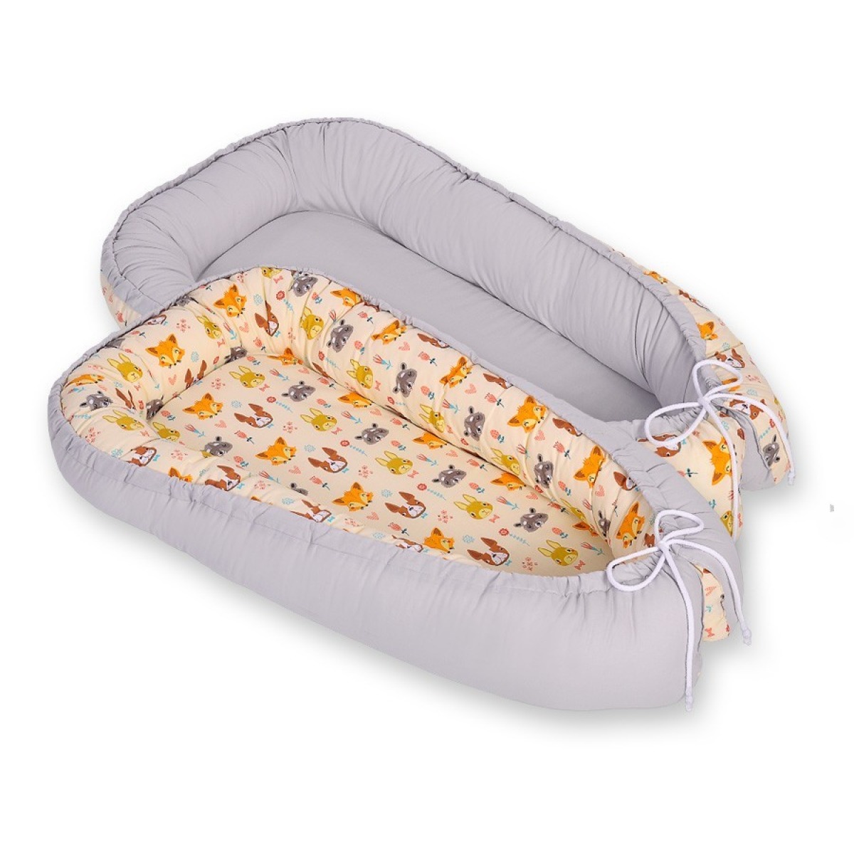 Bobono Premium divpusēja mazuļa ligzdiņa – Cream Animals