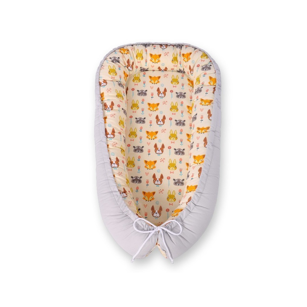 Bobono Premium divpusēja mazuļa ligzdiņa – Cream Animals