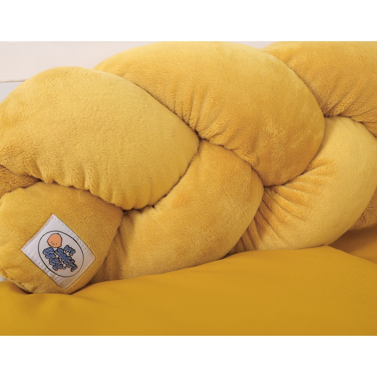 Pīta gultiņas apmale no minky auduma, 180 cm, medus dzeltena – Knot Pillow