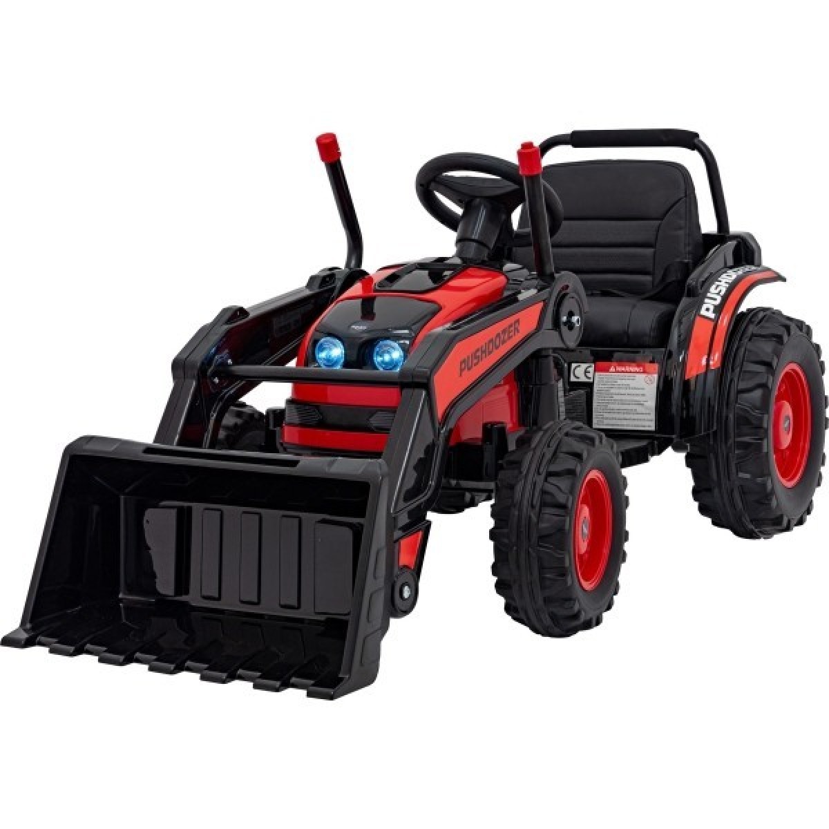 Bērnu elektriskais traktors ar kausu, sarkans