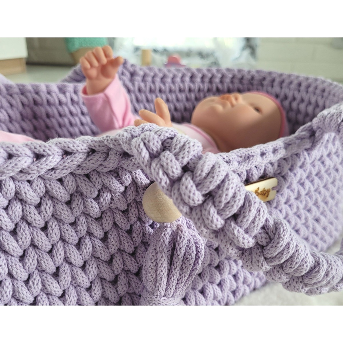 Nuku häll mooses korv BOHO puuvillane - lilla