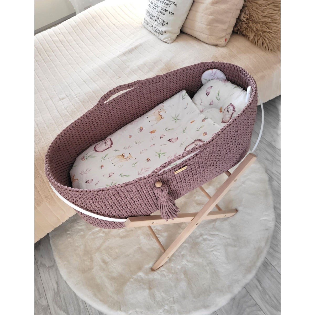 Mooses korv BOHO Käsitsi valmistatud puuvill madratsiga - li