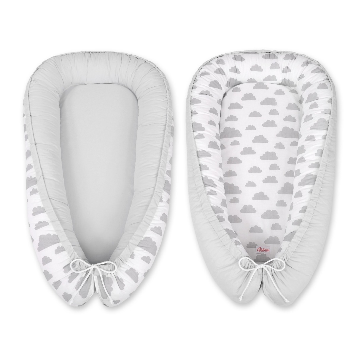 Bobono abpusēji lietojama premium klases ligzdiņa mazulim – Clouds Grey/Grey