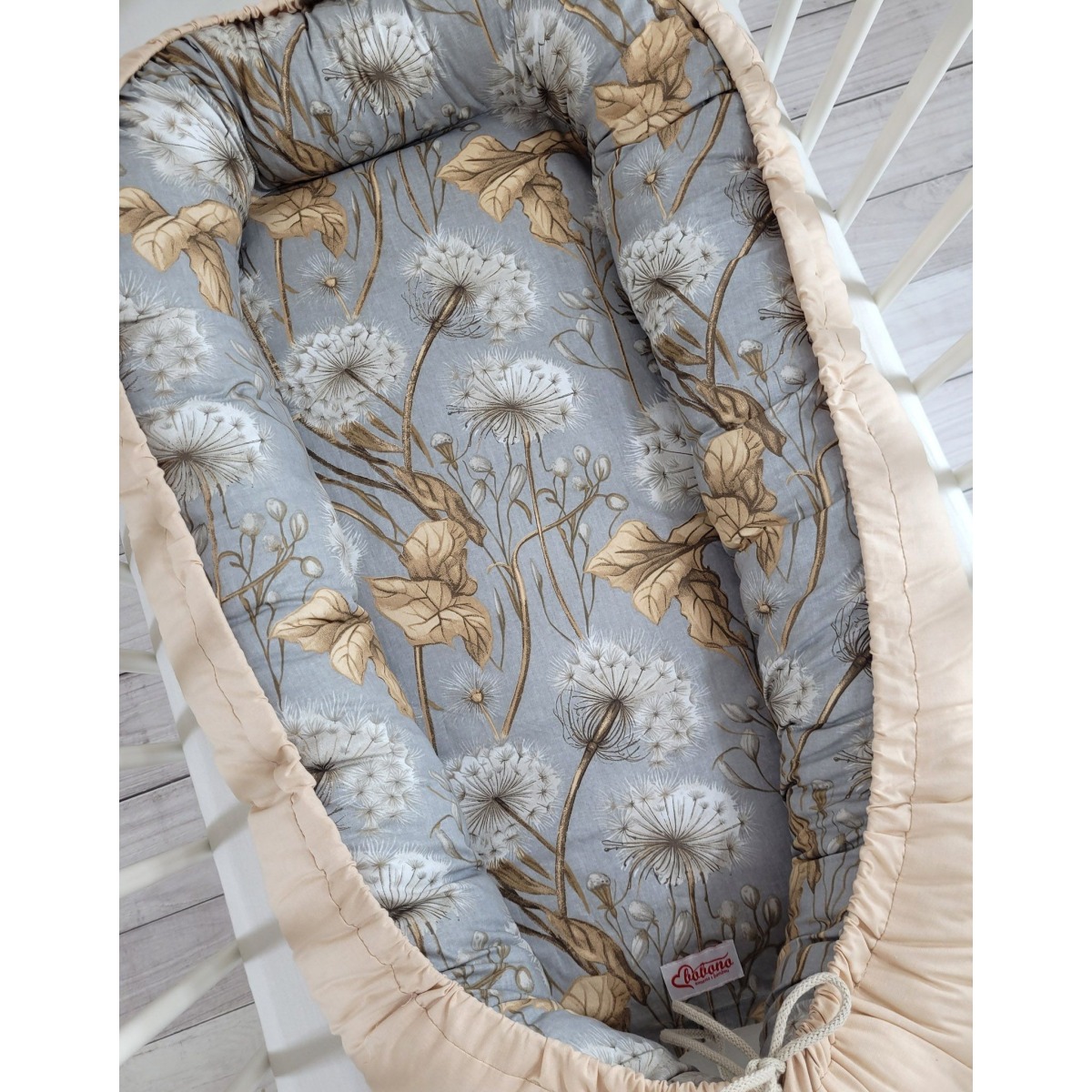 Bobono Premium divpusējs ligzdiņa mazulim – Dandelion Grey / Beige
