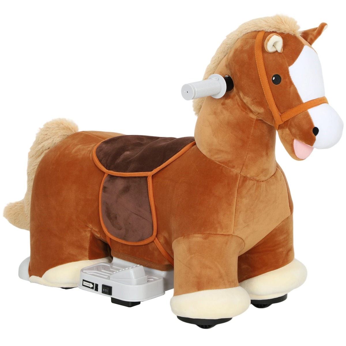 Pruun patareitoitel laste elektriline ratsahobune muusikaga
