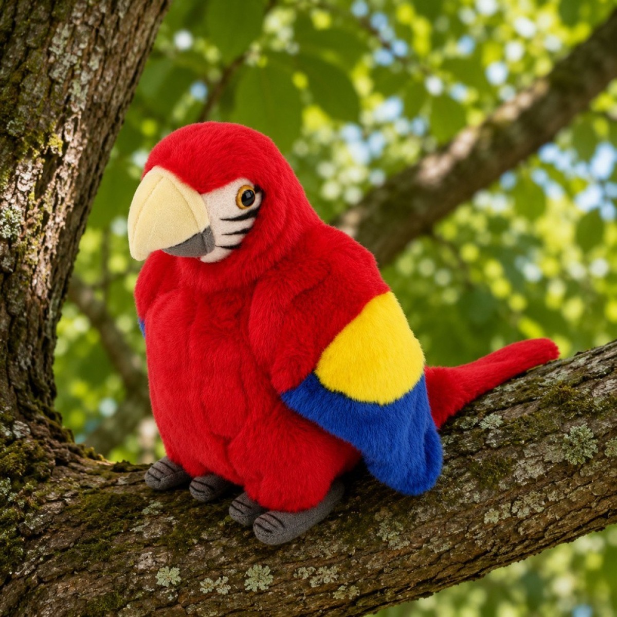 Sarkana ara papagaiļa mīkstā rotaļlieta, 24 cm