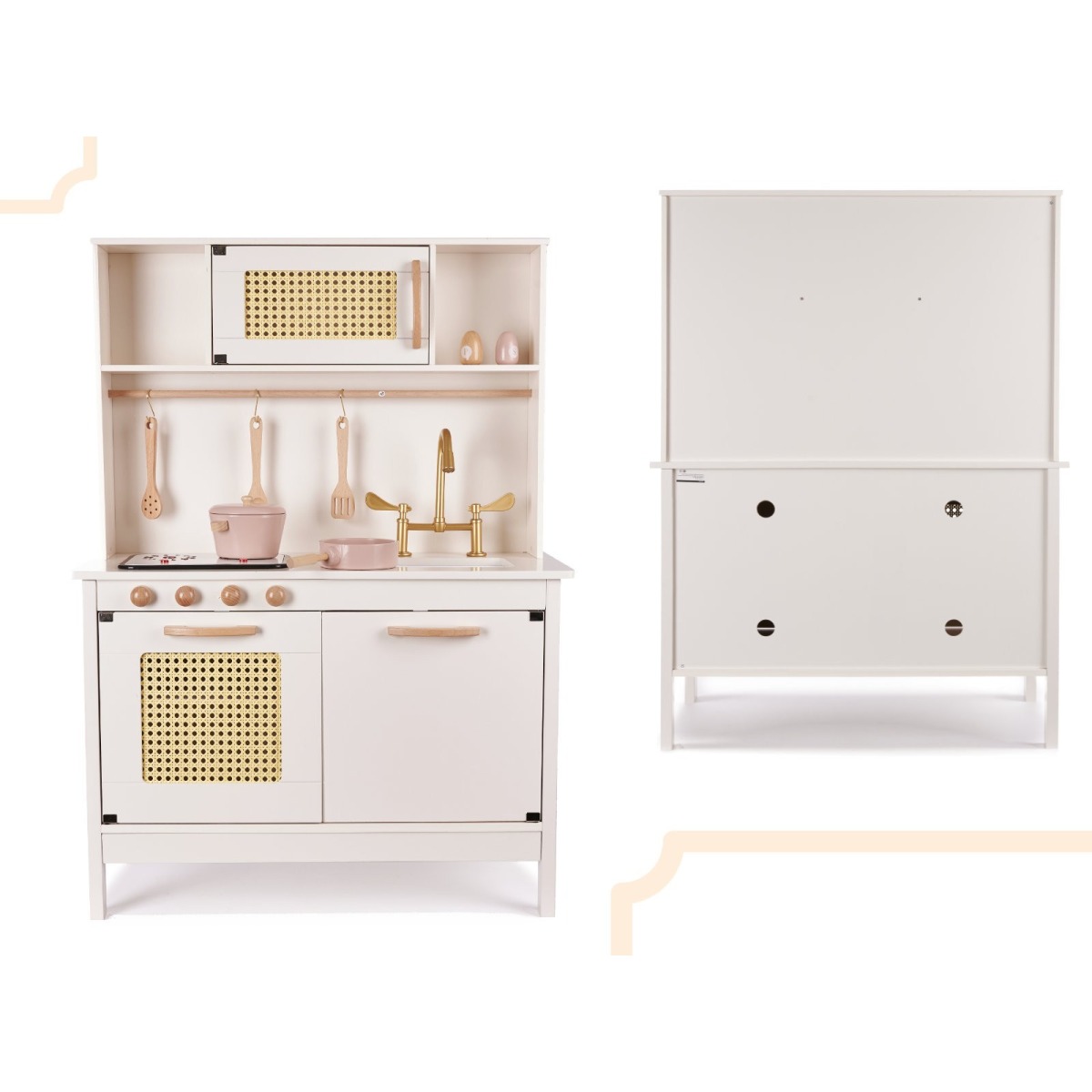 Bērnu retro MDF koka köök BOHO aksessuaaridega