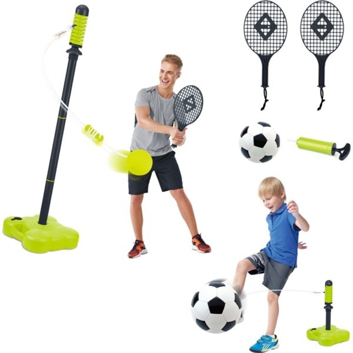 Bērnu 2-in-1 rakešu un bumbiņas komplekts inSPORTline
