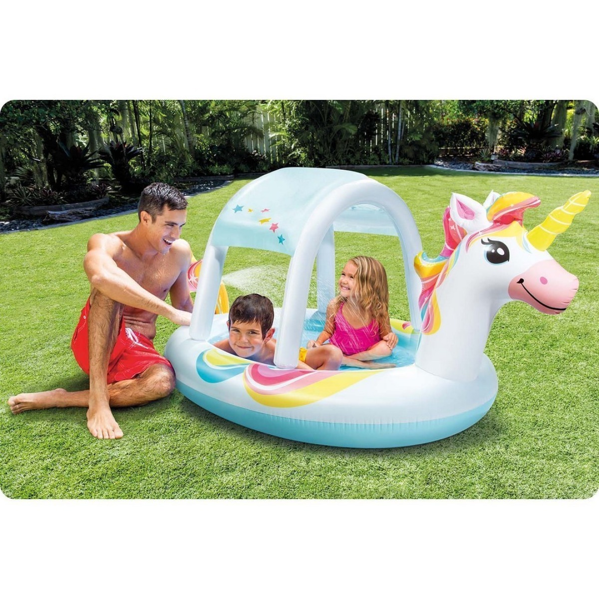 Bērnu baseins ar nojumi un vienradža strūklaku 254 x 132 cm Intex 58435