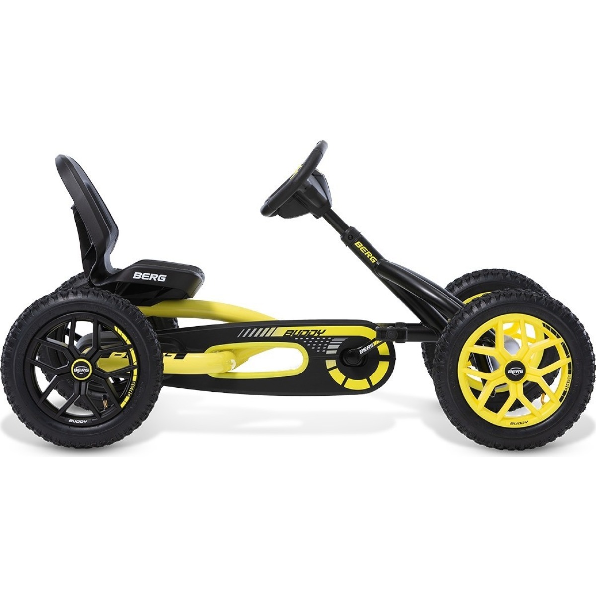 BERG Buddy Cross bērnu kartings, dzeltens – bezceļu riepas, 3–8 gadi