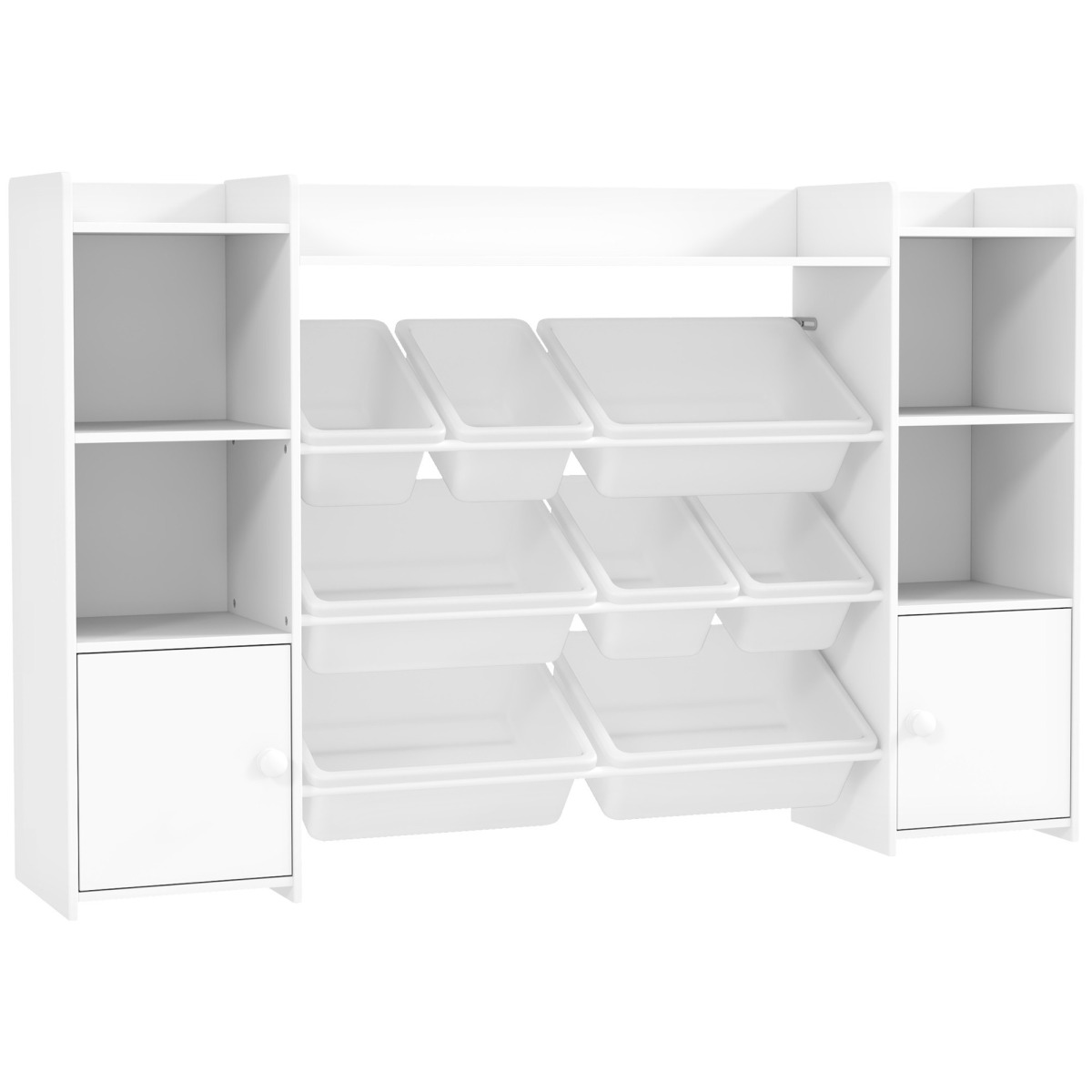 Balts bērnu plaukts ar 8 izņemamām kastēm, 140 cm | MIU Kids