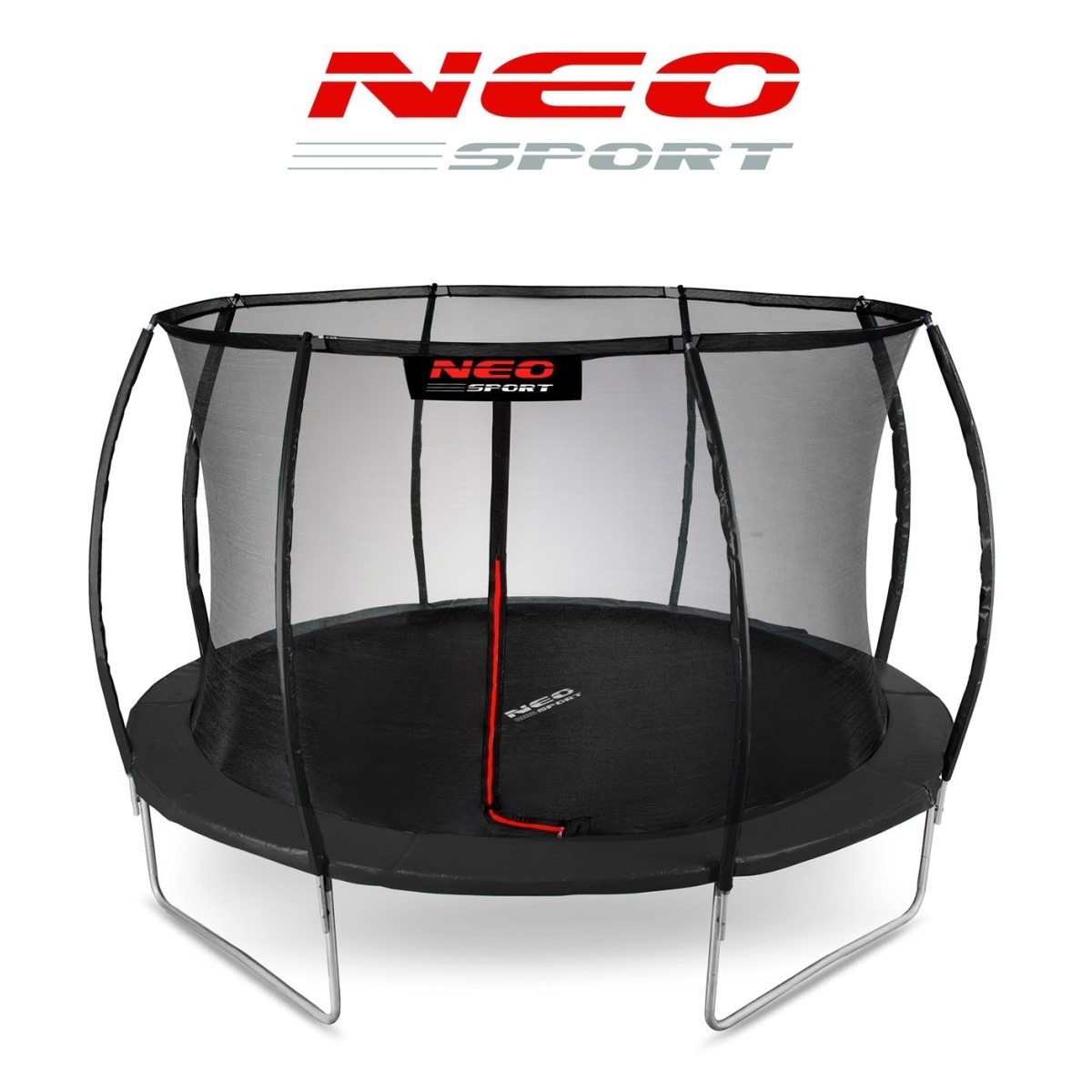 Neo-Sport batuts 374 cm ar iekšējo drošības tīklu, melns