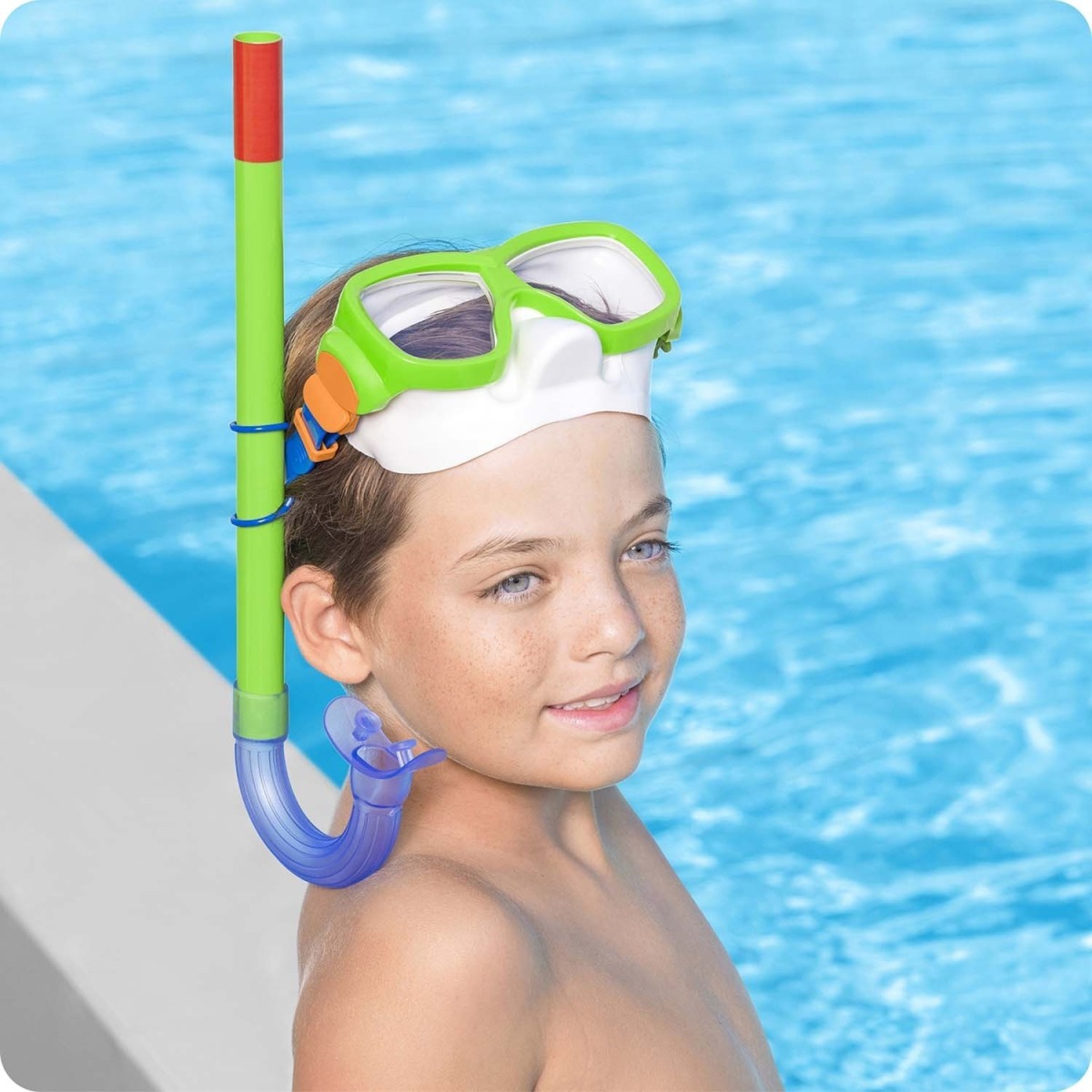 Bestway 24035 snorkelēšanas komplekts ar masku un elpošanas cauruli, universāls