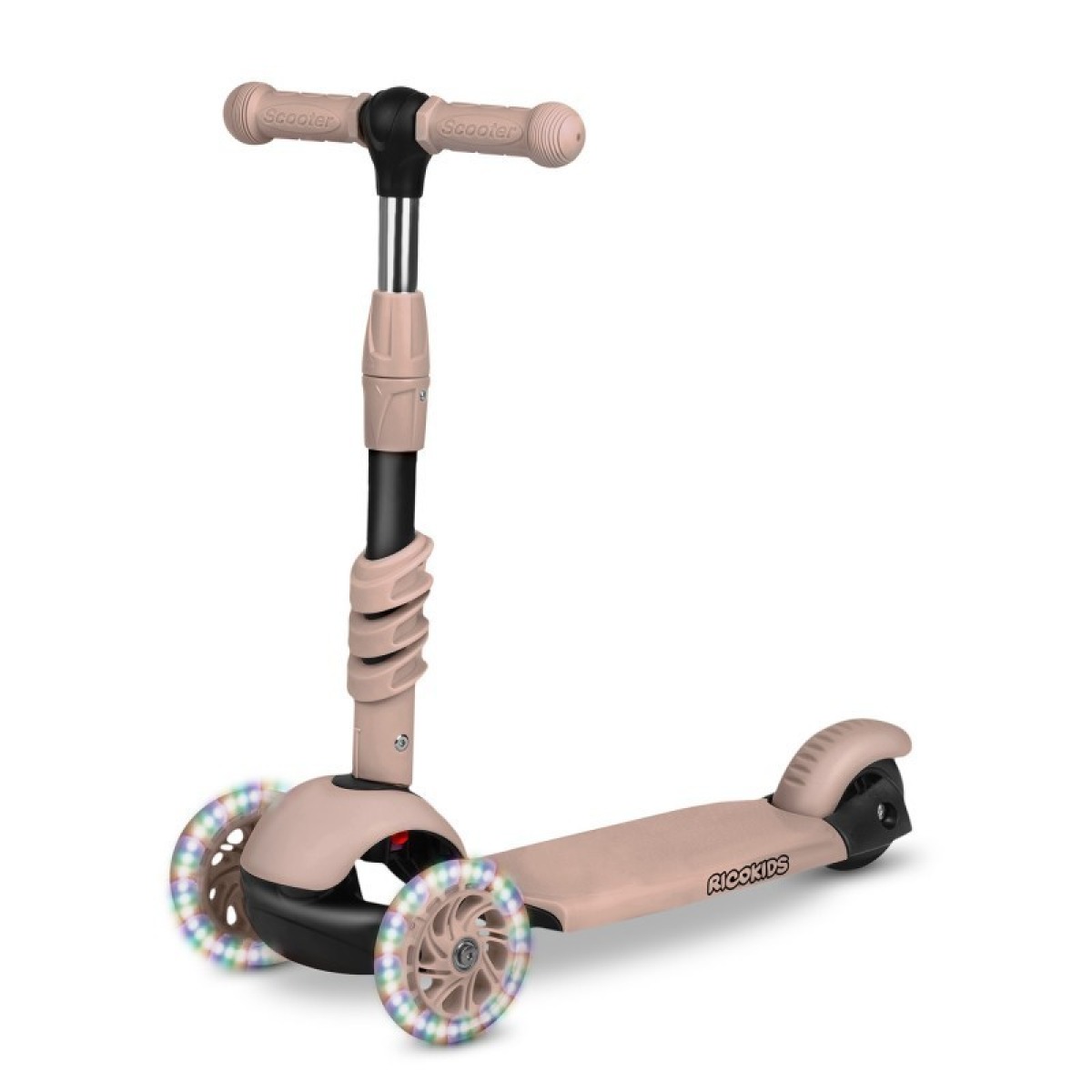 Ricokids Todi 3-in-1 skrejritenis ar sēdekli un stumšanas rokturi, bēšs