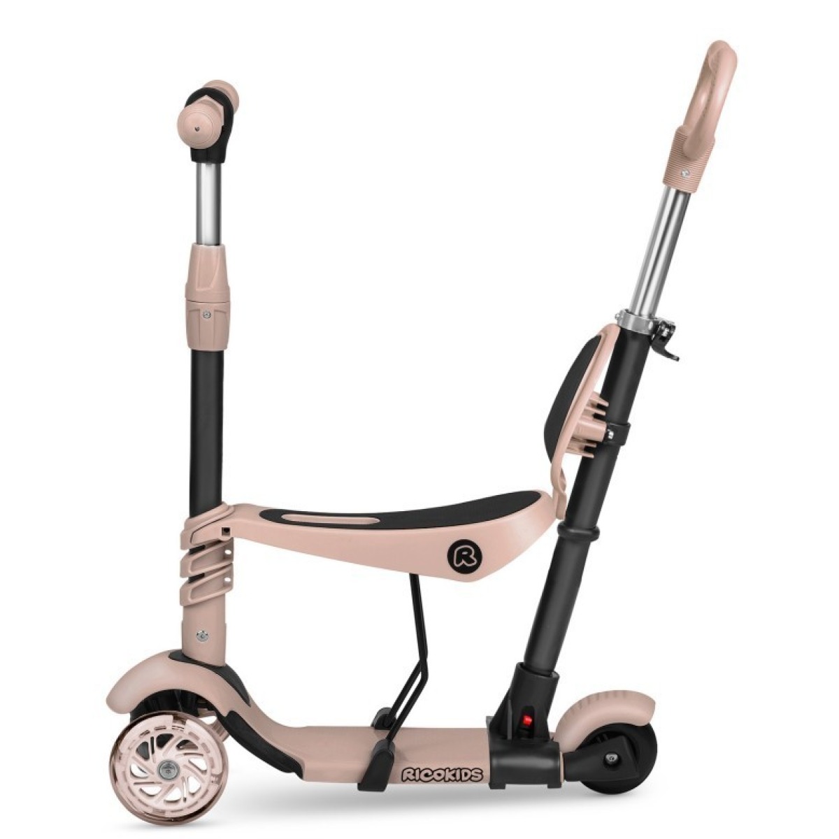 Ricokids Todi 3-in-1 skrejritenis ar sēdekli un stumšanas rokturi, bēšs