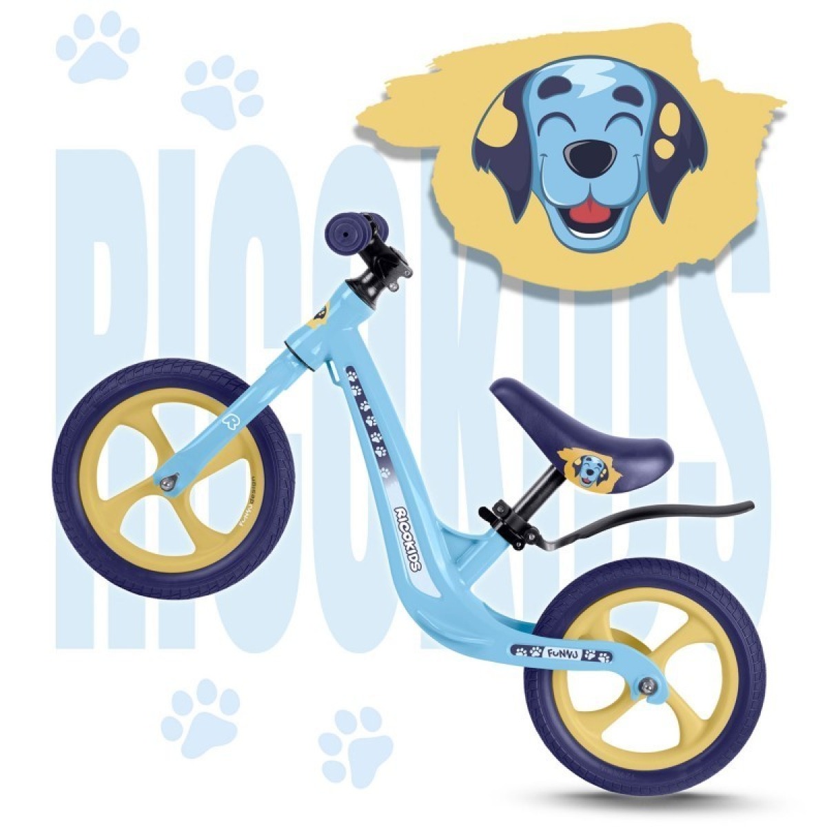 Ricokids FUNNU magnija līdzsvara velosipēds, 12 collu EVA riteņi