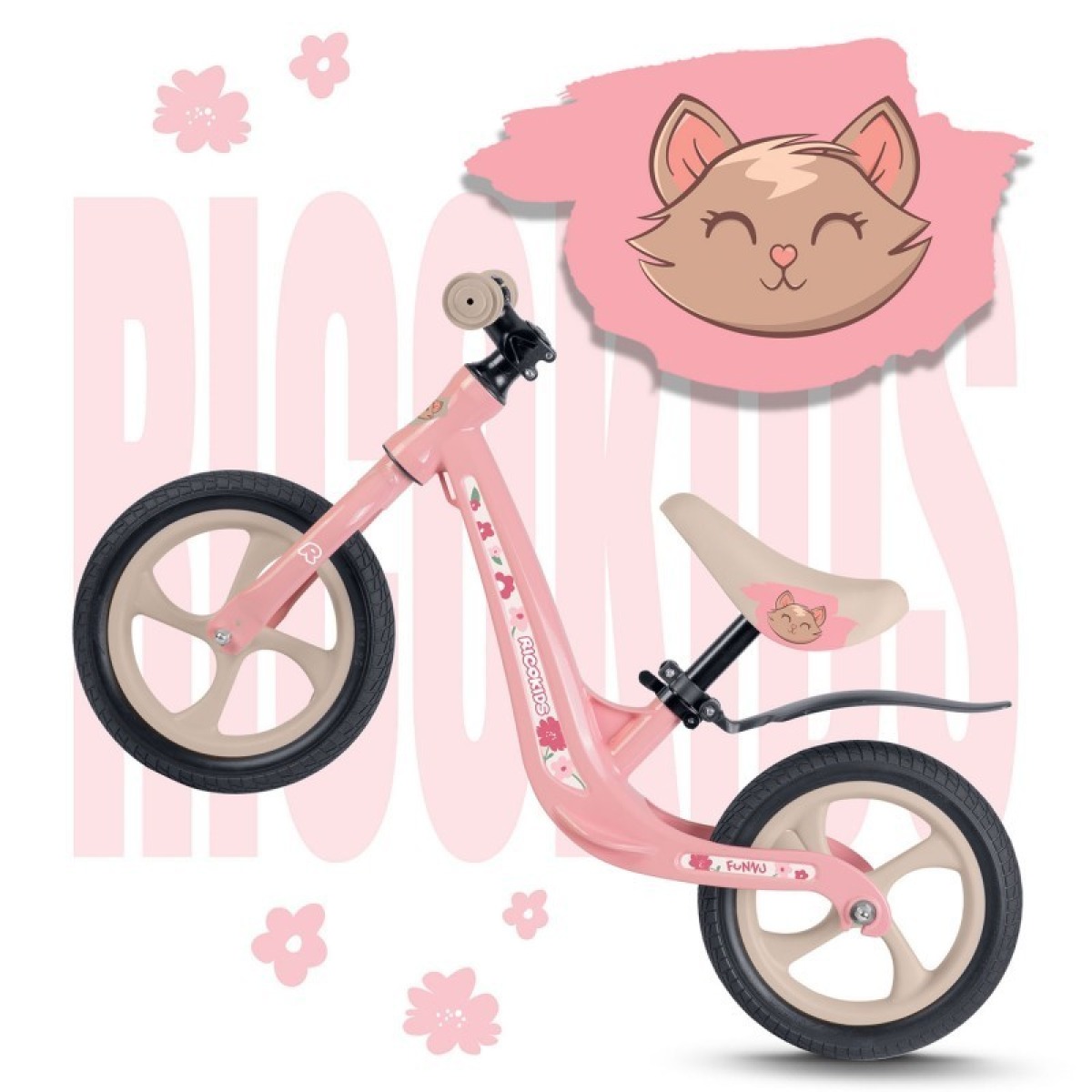 Ricokids FUNNU magnija līdzsvara velosipēds, 12" EVA riteņi
