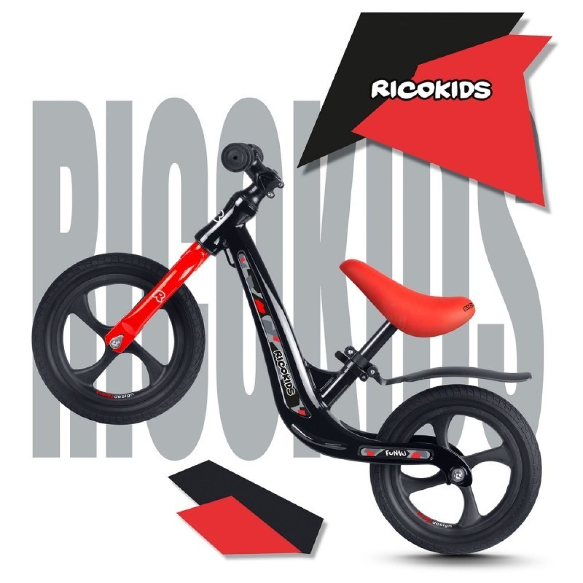 Ricokids FUNNU magnija līdzsvara velosipēds, 12" EVA riteņi