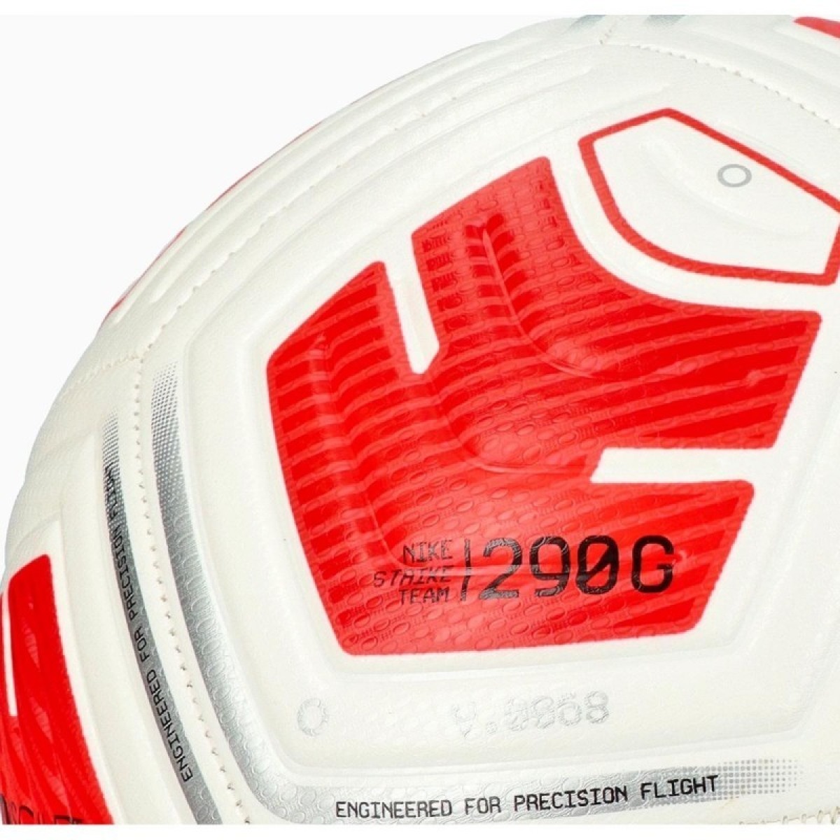 NIKE STRIKE 290G futbola bumba, balta/BRIGHT CRIMSON/SILVER, 5. izmērs