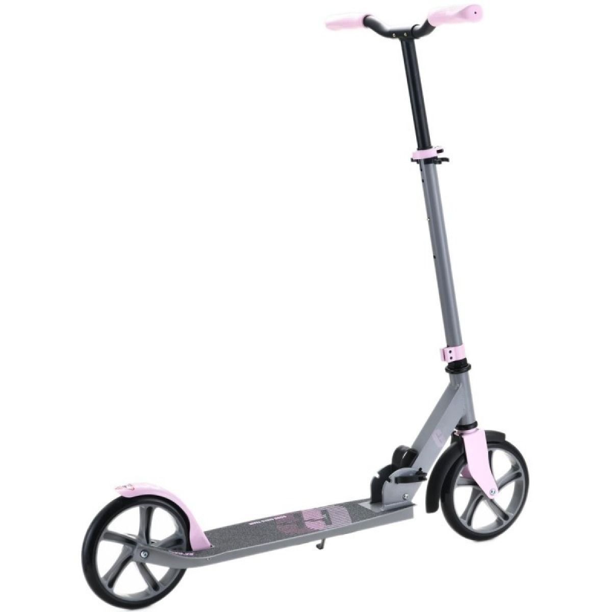 ENERO bērnu skrejritenis ar 200 mm riteņiem, pelēks/rozā, saliekams